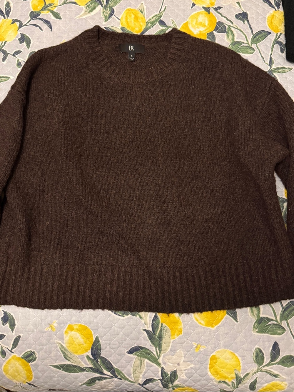 Banana Republic Dark Brown Cropped Crewneck Sweater